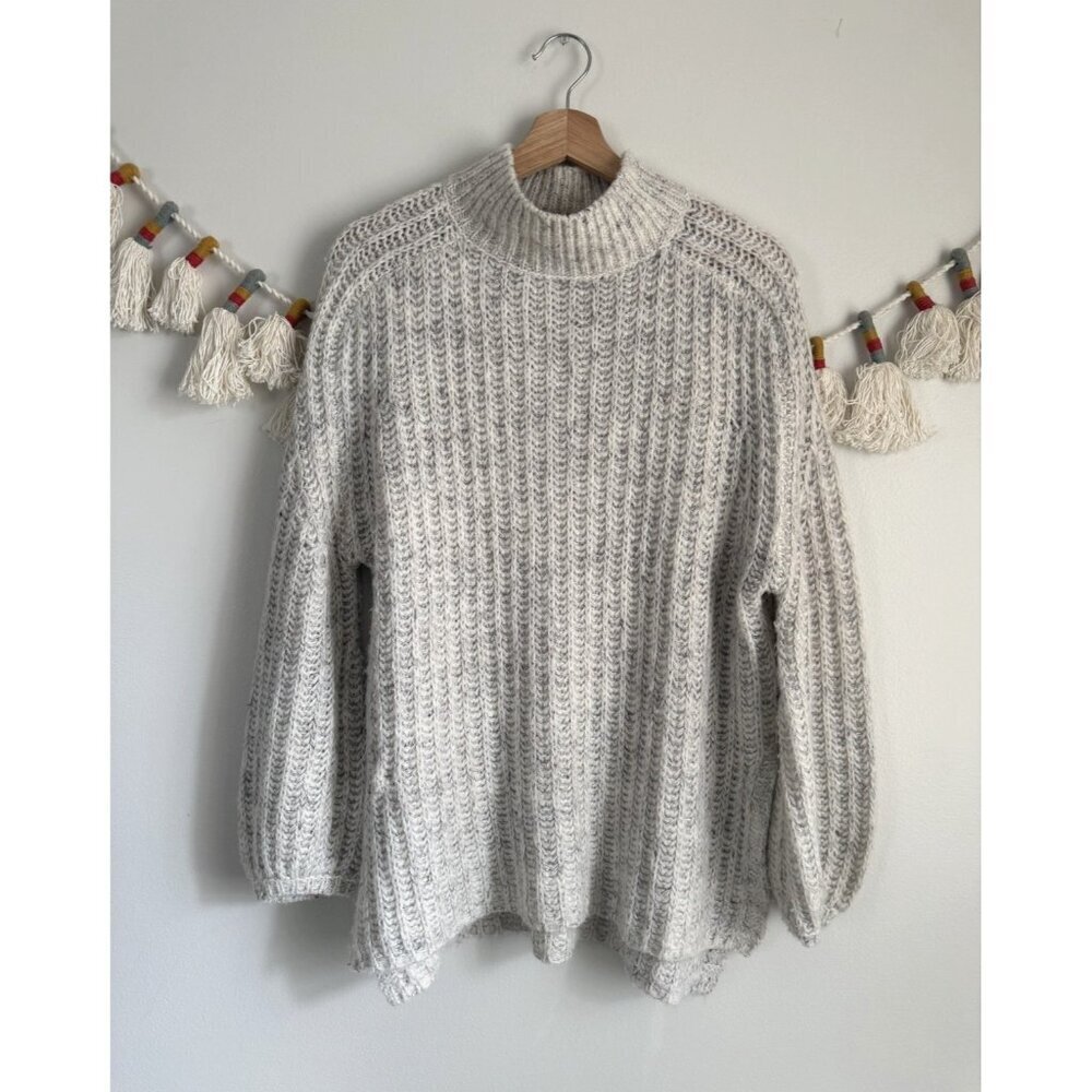 Anthropologie Pilcro Wool Blend Mock Neck Slouchy Open Knit Tunic Sweater XS